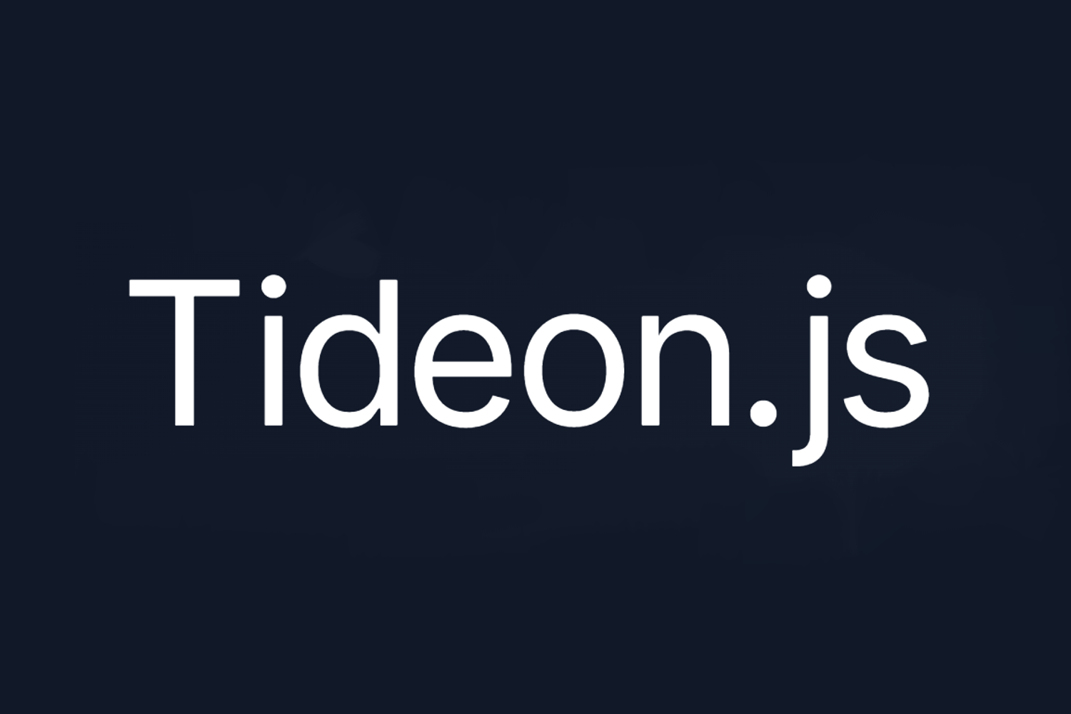 the name Tideon.js in white color in a blue background